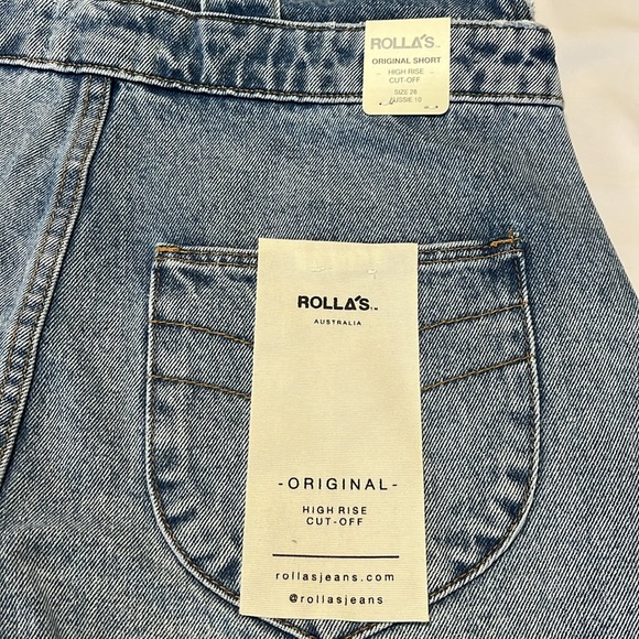 Rollas Original Short Overalls Denim Distressed - Picture 7 of 11